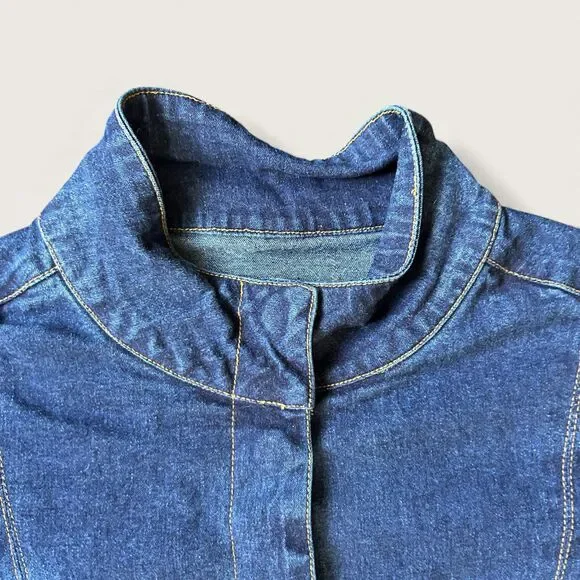 Arden B Denim Dress Jacket Women’s XS Longline Button Front 2000s Y2K Jean Dress - Picture 5 of 9